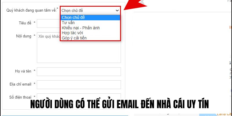 Người dùng có thể gửi email đến Nohu90