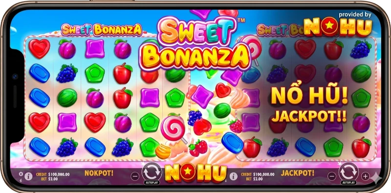 Giao diện game Sweet Bonanza - nơi mang lại may mắn đổi đời cho khách hàng Nguyễn Thị Mai